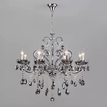 Подвесная люстра Eurosvet 3108 3108/8 хром/дымчатый хрусталь Strotski