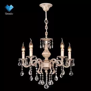 Подвесная люстра Eurosvet 3139 3139/5 бежевый/прозрачный хрусталь Strotski