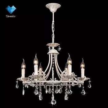 Подвесная люстра Eurosvet 3141 3141/6 бежевый/прозрачный хрусталь Strotski