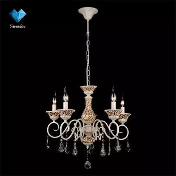 Подвесная люстра Eurosvet 3160 3160/5 белый с золотом/прозрачный хрусталь Strotski