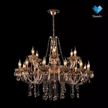 Подвесная люстра Eurosvet 3162 3162/12+6 золото/тонированный хрусталь Strotski
