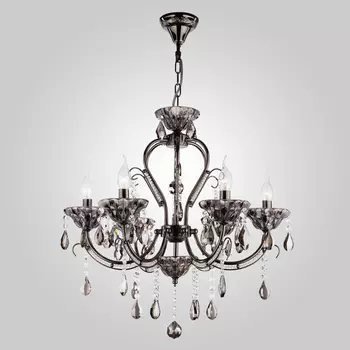 Подвесная люстра Eurosvet 3426 3426/6 черный жемчуг/дымчатый хрусталь