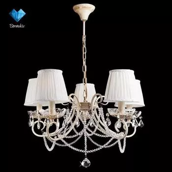 Подвесная люстра Eurosvet 3469 3469/5 бежевый/прозрачный хрусталь Strotski