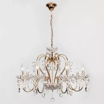 Подвесная люстра Eurosvet 3570/8 золото/прозрачный хрусталь Strotski