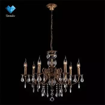 Подвесная люстра Eurosvet 3639 3639/7 черный с золотом/прозрачный хрусталь Strotski