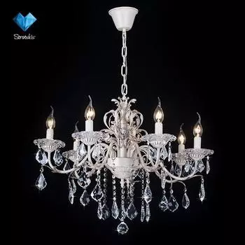 Подвесная люстра Eurosvet 3641 3641/7 белый с золотом/прозрачный хрусталь Strotski