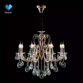 Подвесная люстра Eurosvet Александра 10048/8 золото/прозрачный хрусталь Strotski