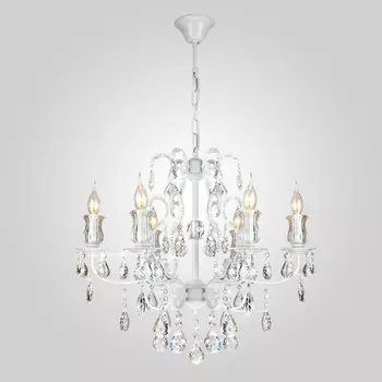 Подвесная люстра Eurosvet Blossom 10077/6 глянцевый белый/прозрачный хрусталь Strotski