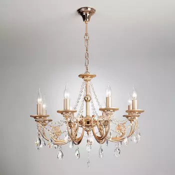 Подвесная люстра Eurosvet Cappella 10079/8 золото/прозрачный хрусталь Strotski