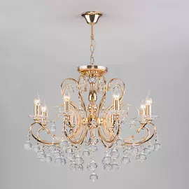 Подвесная люстра Eurosvet Collana 10096/8 золото/прозрачный хрусталь S