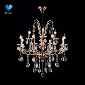 Подвесная люстра Eurosvet Франческа 10047/12 золото/прозрачный хрусталь Strotski