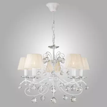 Подвесная люстра Eurosvet Эстель 10058/5 белый с золотом/прозрачный хрусталь Strotski