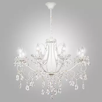 Подвесная люстра Eurosvet Нежность 10061/8 белый с золотом/прозрачный хрусталь Strotski