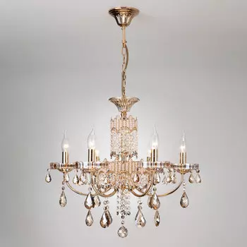 Подвесная люстра Eurosvet Olalia 10014/6 золото/тонированный хрусталь Strotski