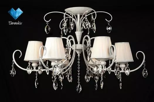 Потолочная люстра Eurosvet 10021 10021/6 белый с золотом/прозрачный хрусталь Strotski