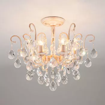 Потолочная люстра Eurosvet Rosita 10022/6 белый с золотом/прозрачный хрусталь Strotski