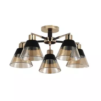 Потолочная люстра ЭкономСвет 12209 12209/5BK+FGD AMB+BK