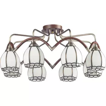 Потолочная люстра N-Light N-Light 607 607-08-53 antique brass + walnut + tiffany
