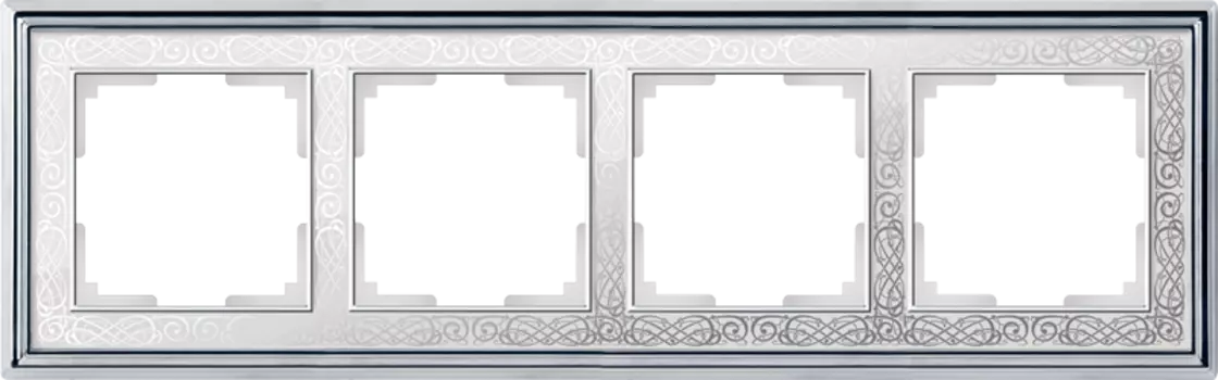 Рамка Werkel Palacio хром/белый WL77-Frame-04/ Рамка на 4 поста (хром/