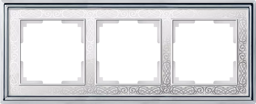 Рамка Werkel Palacio хром/белый WL77-Frame-03/ Рамка на 3 поста (хром/