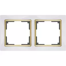 Рамка Werkel Snabb WL03-Frame-02-white-GD/ Рамка на 2 поста (белый/золото)