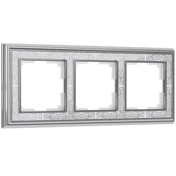 Рамка Werkel W0031431/ Рамка на 3 поста Palacio Gracia (хром/белый)