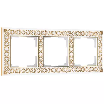 Рамка Werkel W0031523/ Рамка на 3 поста Antik (белое золото)