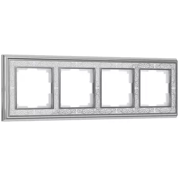 Рамка Werkel W0041431/ Рамка на 4 поста Palacio Gracia (хром/белый)