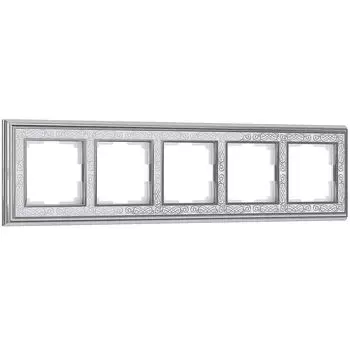 Рамка Werkel W0051431/ Рамка на 5 постов Palacio Gracia (хром/белый)