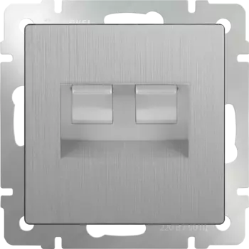 Розетка Werkel Серебряный рифленый WL09-RJ11-45 / Розетка телефонная RJ-11 и Еthernet RJ-45 (cеребряный рифленый)