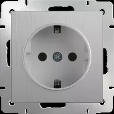 Розетка Werkel Серебряный рифленый WL09-SKG-01-IP20 / Розетка с заземлением (cеребряный рифленый)