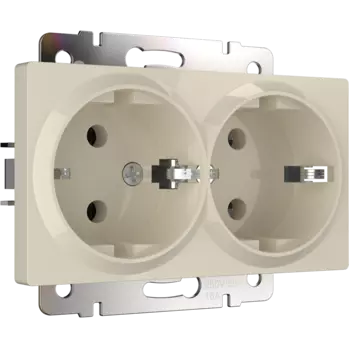 Розетка Werkel Слоновая кость WL03-SKG-02-IP20 / Розетка двойная с заз