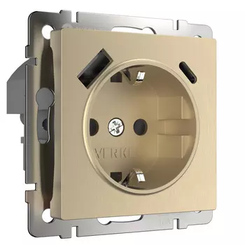 Розетка Werkel W1171710/ Розетка с заземлением, шторками и USB тип A+C