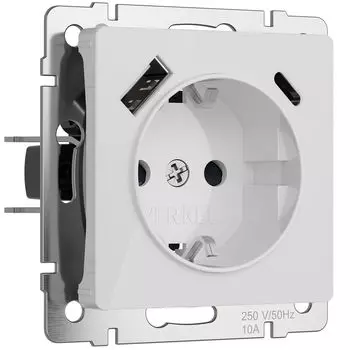 Розетка Werkel W1171741/ Розетка с заземлением, шторками и USB тип A+C