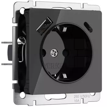 Розетка Werkel W1171748/ Розетка с заземлением, шторками и USB тип A+C