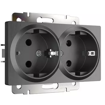 Розетка Werkel W1172004/ Розетка двойная с заземлением (графит рифлены