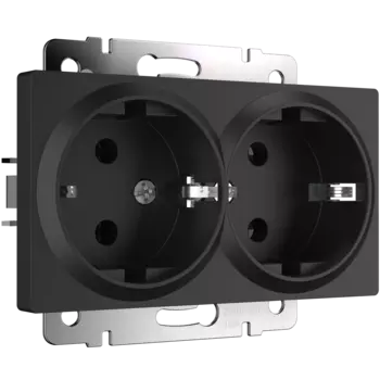 Розетка Werkel W1172008/ Розетка двойная с заземлением (черный матовый