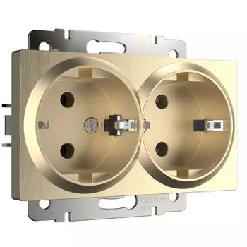Розетка Werkel W1172010/ Розетка двойная с заземлением (шампань рифлен