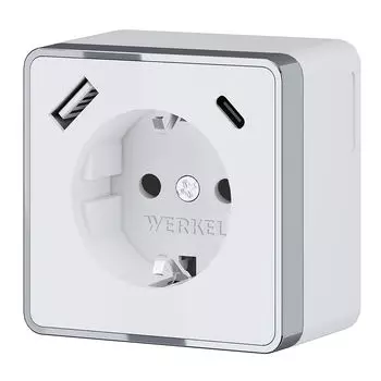 Розетка Werkel W5071701/ Розетка с заземлением, шторками и USB тип A+C