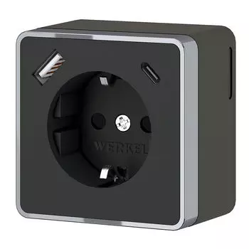 Розетка Werkel W5071735/ Розетка с заземлением, шторками и USB тип A+C