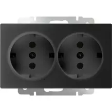 Розетка Werkel WL08-SKG-02-IP20 / Розетка двойная с заземлением (черный матовый)