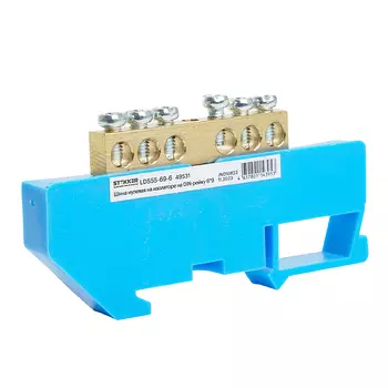 Шина N на изоляторе 6*9 на DIN-рейку 6 выводов Stekker LD555-69-6 4953
