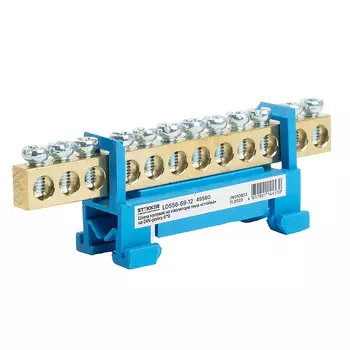 Шина N на изоляторе 6*9 тип стойка на DIN-рейку 12 выводов Stekker LD5