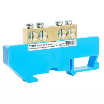 Шина N на изоляторе 8*12 на DIN-рейку 4 вывода Stekker LD555-812-4 495