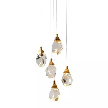 Светильник подвесной Delight Collection Crystal rock II 9701P/5R brass