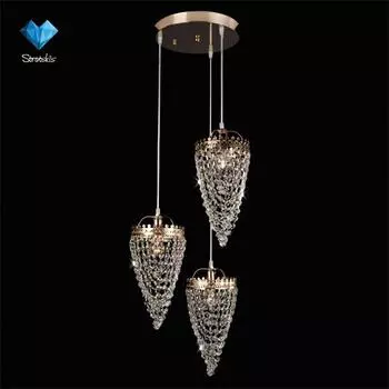 Светильник подвесной Eurosvet 3640 3640/3 золото/прозрачный хрусталь Strotski