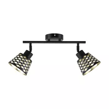 Светильник спот ЭкономСвет 86007 86007/2BK BK+GD