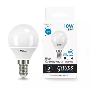 Светодиодная лампа Gauss Elementary Шар 53230