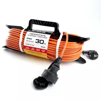 Удлинитель-шнур на рамке 1-местный с/з 3*1,0мм2, 30м, Stekker Home 396