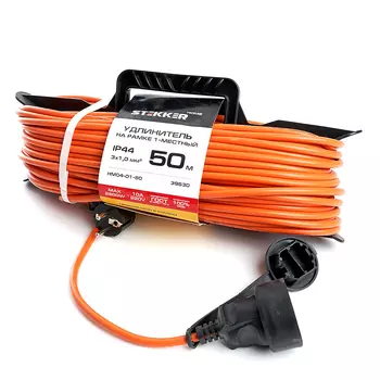 Удлинитель-шнур на рамке 1-местный с/з 3*1,0мм2, 50м, Stekker Home 396